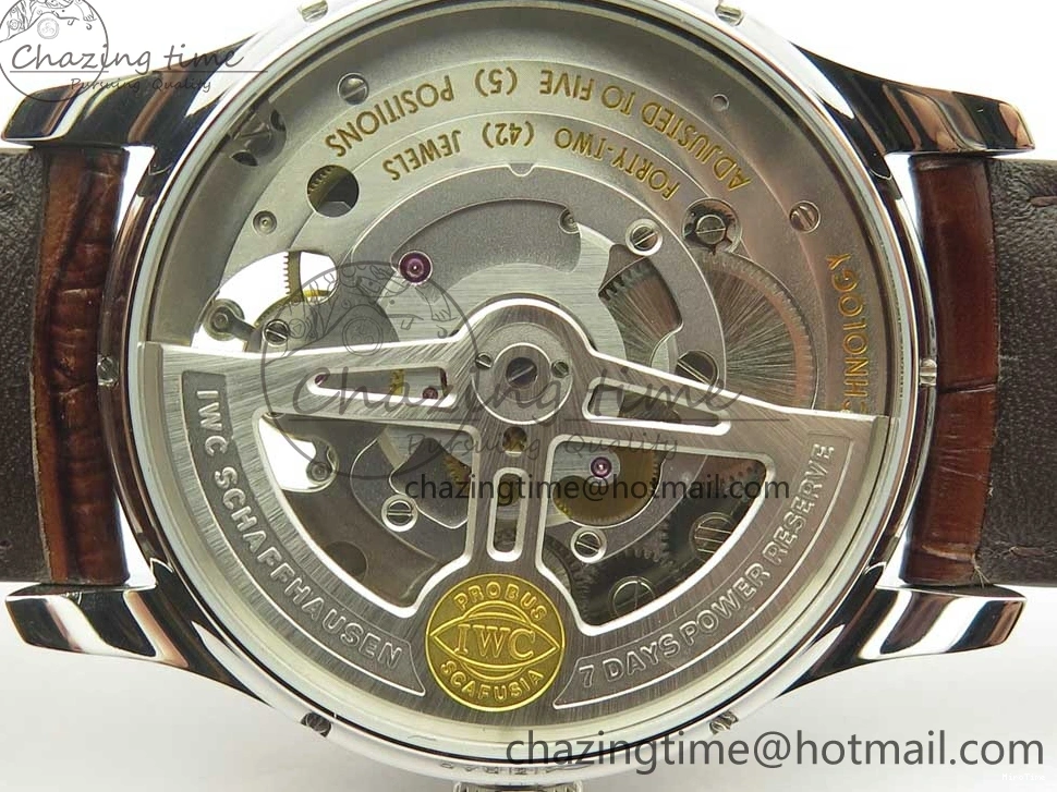 MIROTIME 0127 Lightweight Portuguese Tourbillon IW504602 SS ZF Best Edition Gray Dial on Brown Leather Strap 7177